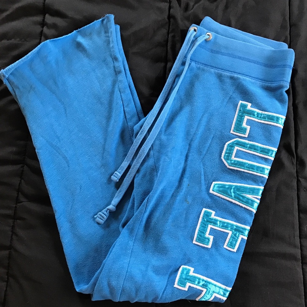 VS PINK blue sequin sweatpants with pockets